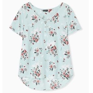 MINT BLUE‎ FLORAL GEORGETTE BUTTON DOWN BLOUSE